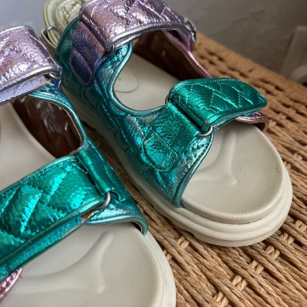 Kurt Geiger London Mini Orson Kids Metallic Platform Sandals Rainbow Size Kids 4